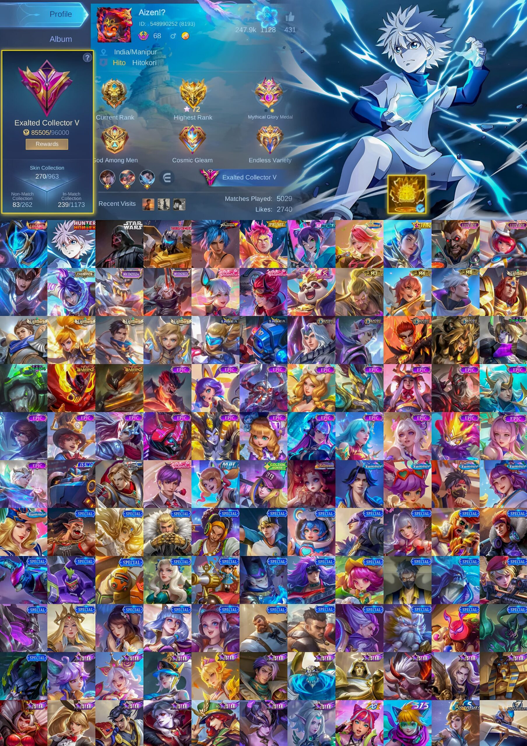 $99 [Exalted V 270 Skins] Harith HxH